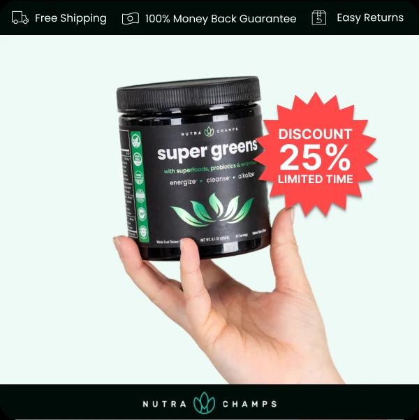 NutraChamps | Image | CTA | Super Greens with 25% Discount